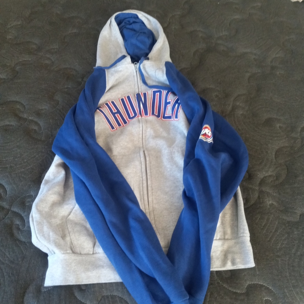 NBA MAJESTIC Oklahoma Thunder FULL ZIP HOODIE Large
